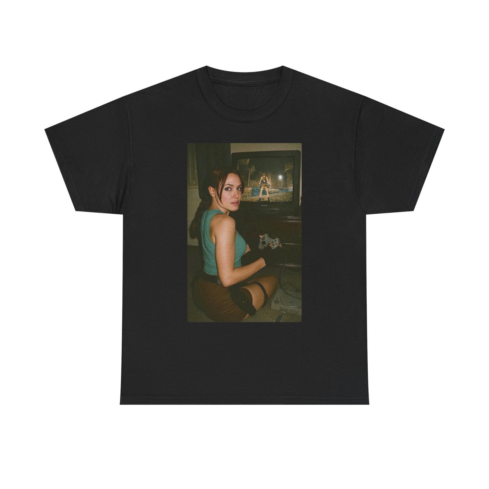 Lara Croft Tomb Raider Graphic T Shirt Funny Vintage 90s Unisex Heavy Cotton Tee XL