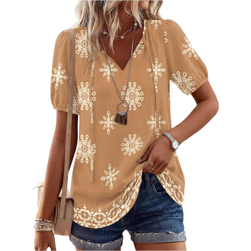 Women's Fashionable Casual Vintage Printed Blouse