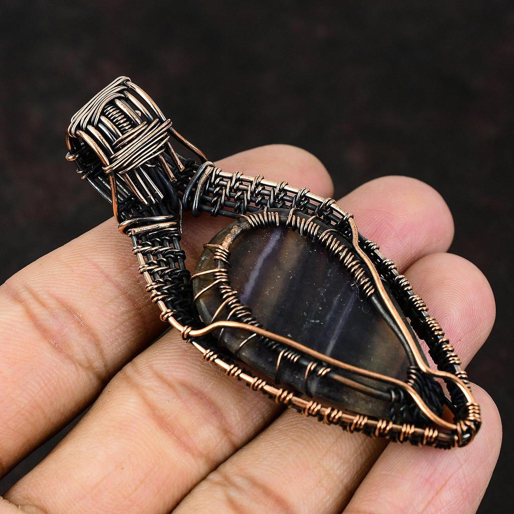 Tree Of Life Multi Fluorite Gemstone Pendant Copper Wire Wrap Pendant Gift For Her Tree Of Life Rainbow Moonstone Jewelry Handmade Jewelry