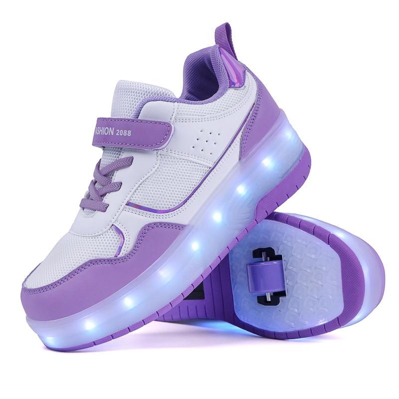 

Spring/fall Kid s Luminous Sneaker Rubbing Shoes Girls Luminous Sneakers Charging Lamp Shoes Kids Glowing Sneakers 40 белый/фиолетовый