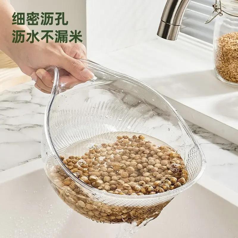 Kitchen Multifunctional Acrylic Thickened Rice Drainage Basket Rice Fruit Basin Vegetable Washing Basket