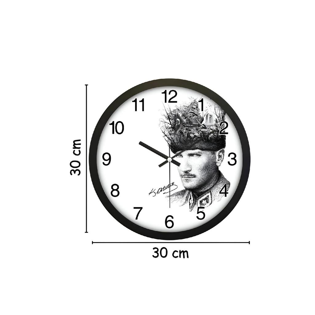 30 Cm Real Glass Flow White Wall Clock With Seconds