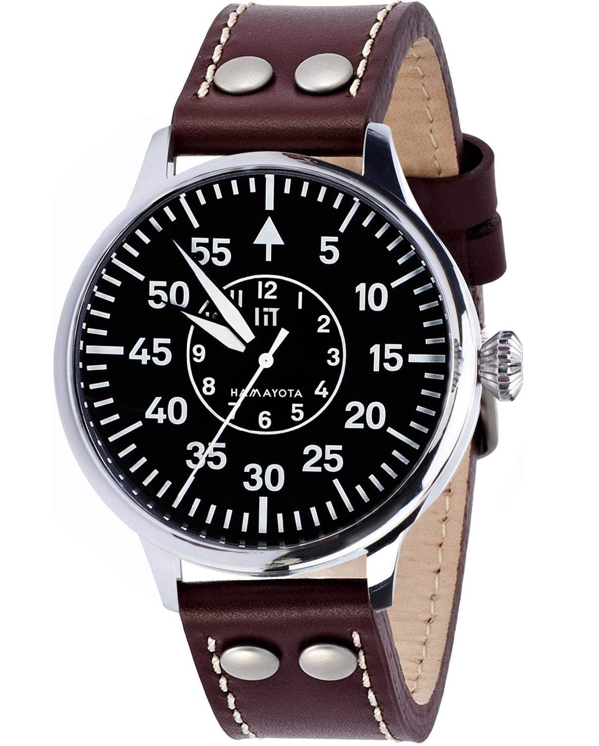 

HAMAYOTA Автоматические военные часы с японским мужским часовым механизмом, Пилотские (черный) чёрный