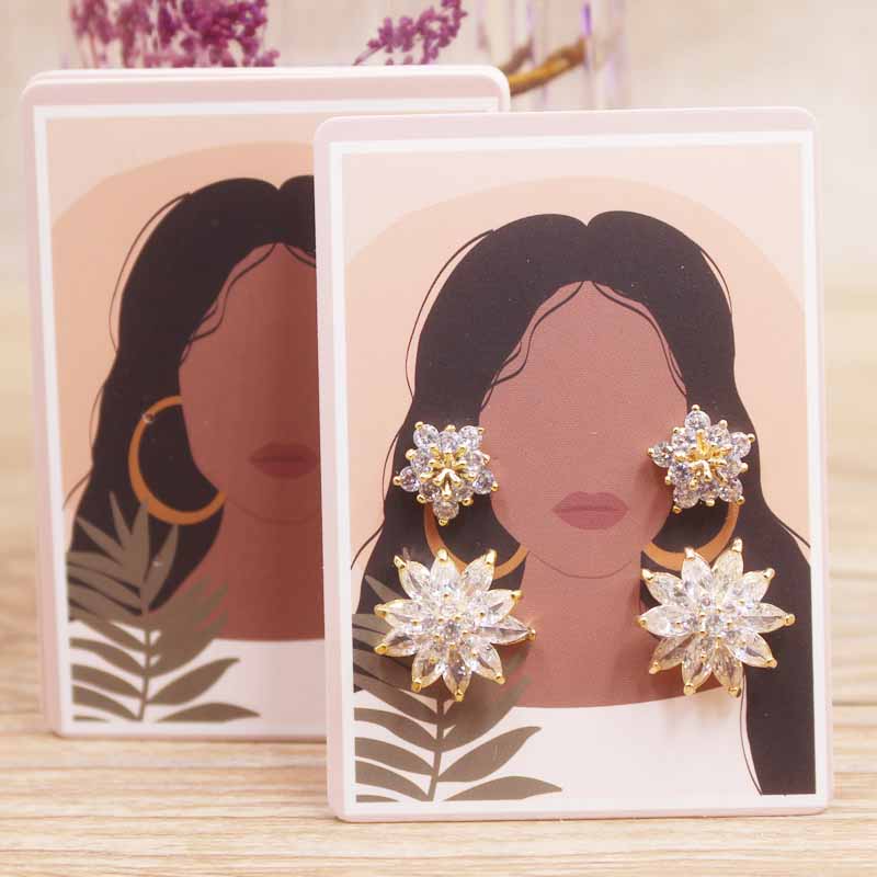 50Pcs/Lot Earring Card Four Holder 5x7cm Hot Girl /Abstract painting paper card Jewelry Accessory Package Cards