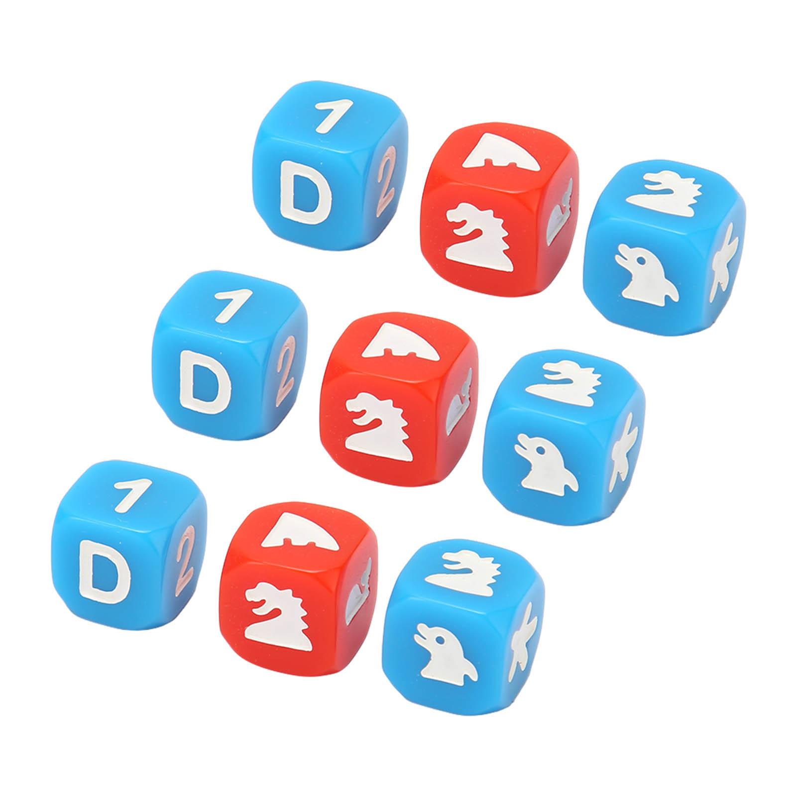

9PCS 6 Sided Dice Cartoon Waterproof Lightweight Fun Dice for Interactive Games Educational Entertainment