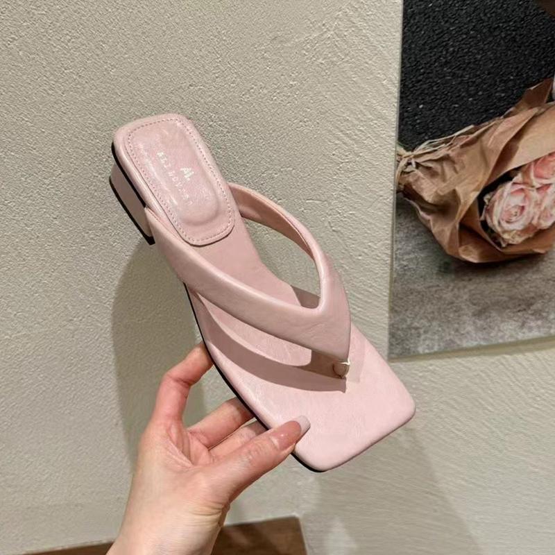 Fashion SUOJIALUN 2025 Summer Candy Color Women Slipper Fashion Square Toe Slip On Ladies Casual Flip Flop Square Low Heel Outdoor Slide