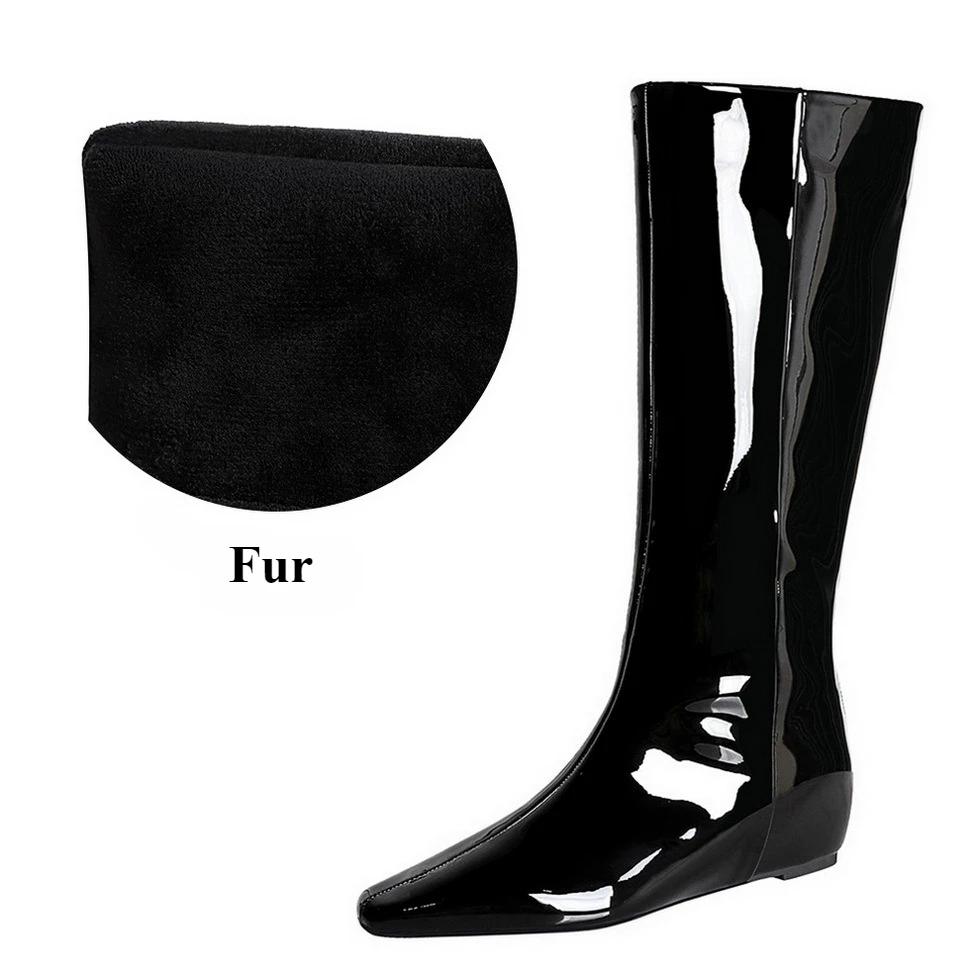 Bigtree New Black Wedge Heels Women Modern Boots Female Shoes  Fashion Luxury Pointed Toe Ladies Long Knee Western Boots