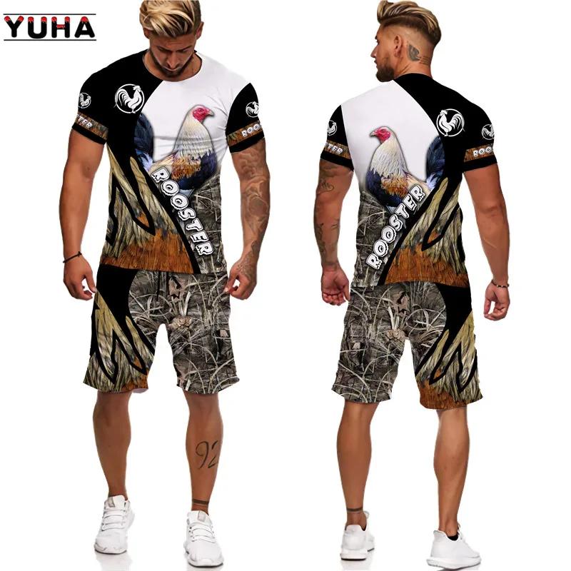 Summer Men Casual Tracksuit Retro Style O Neck Oversized Fashion 3D Printed T Shirts Men Tshirt+Shorts Clothing 2 Piece Sets