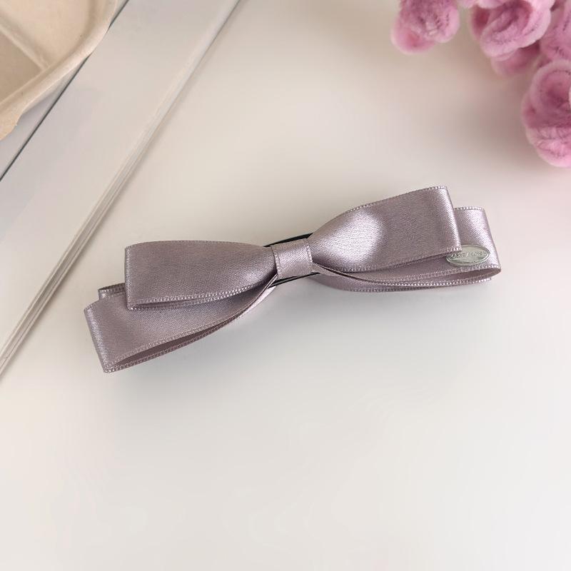 French Satin Bow Banana Clip Gentle Solid Color Vertical Clip Half Tie Hair Clip Simple Commuter Girl Hair Accessories
