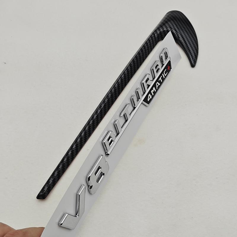 2pcs 3D ABS Vent Fender Trim Emblem Blade V8 BITURBO 4MATIC Logo Car Sticker Fender Badge For Mercedes Benz E300 E400 E53S E63S