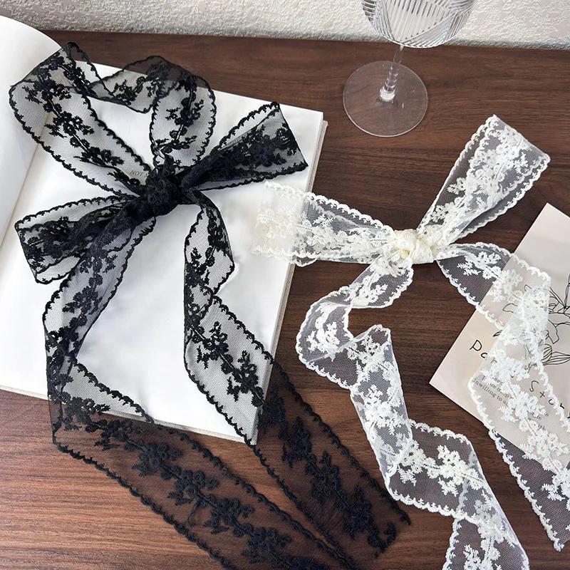 Retro Lace Long Strip Silk Scarf Headband Hair Ring Hair Rope Womans Tied Hair Turban Ribbon Lady Headdress Multifunctional Belt