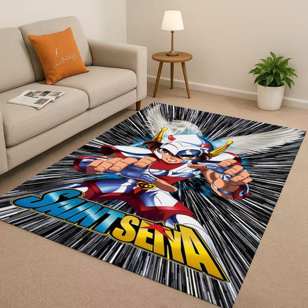 Retro Saint Seiya Shiryu Athena Cartoon Living Room Non Slip Area Rug Carpet for Bedroom Sofa,Easy Clean Home Decor Doormat Kids