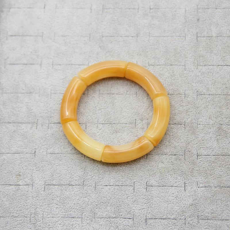 New Mixed Gold Color Tube Beads Acrylic Bracelets Bangles for Women Men Stretch Bamboo Curved Resin Bracelet Stack Jewelry Gifts