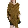Spring Autumn Winter V-neck Solid Color Knitted Plush Shawl - European & American Style