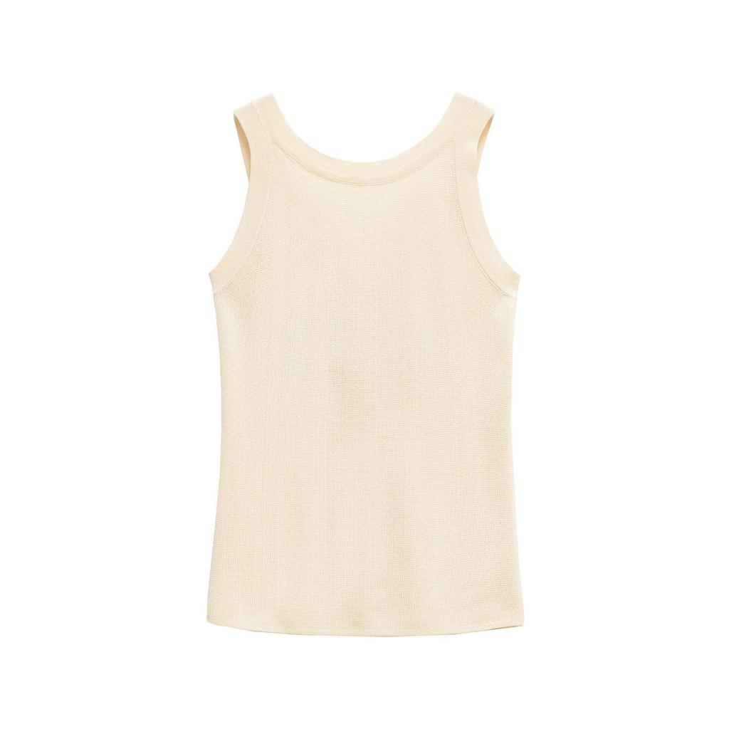 Spring 2025 Women's Fashion: European & American Style Round Neck Solid Color Top with Wide Straps