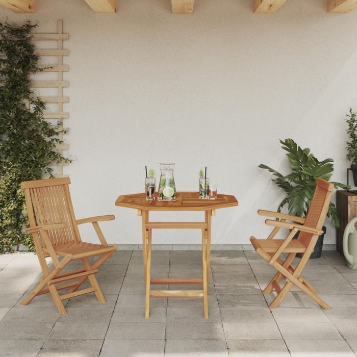 VidaXL Ensemble Bistro de Jardin Pliable 3 Pièces en Bois Massif d'Acacia 3385965