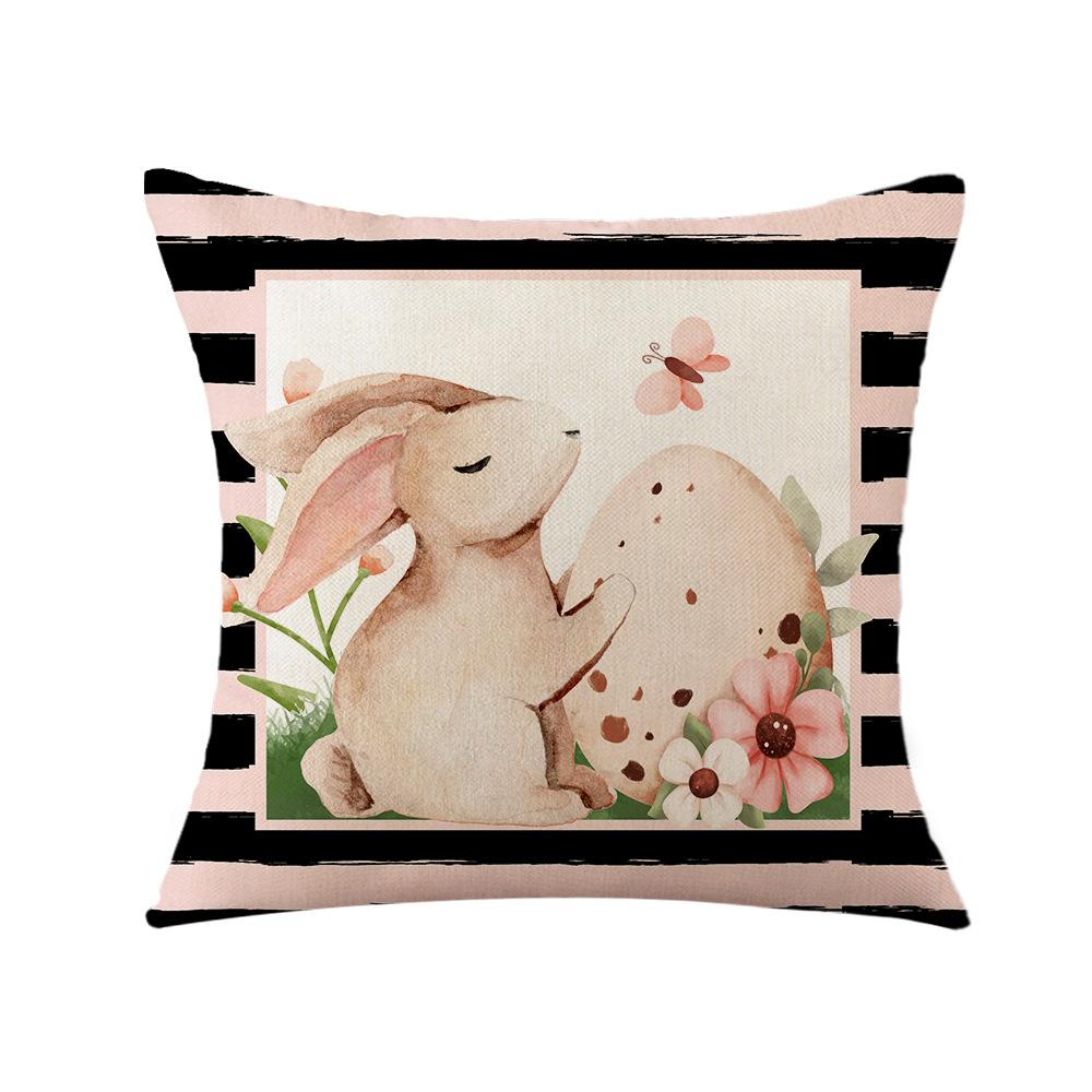 New Easter Pillowcase Printed Linen Pillowcase Sofa Pillow Home Decoration Pillowcase