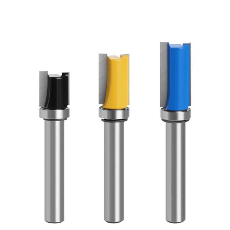 1/3 szt. 8mm szablon z chwytem zawias wykończeniowy dłutowanie frez z trymerem do łożysk czyszczenie frez płaski do drewna