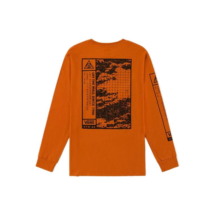 Vans Casual Comfortable Versatile Fashion Long Sleeve T-Shirt Unisex Tops Orange VN0A4S2FNC8
