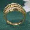 Luxury Gold Color Surround Inlaid White CZ Women's Ring Geometry Daily Wear Party Jewelry