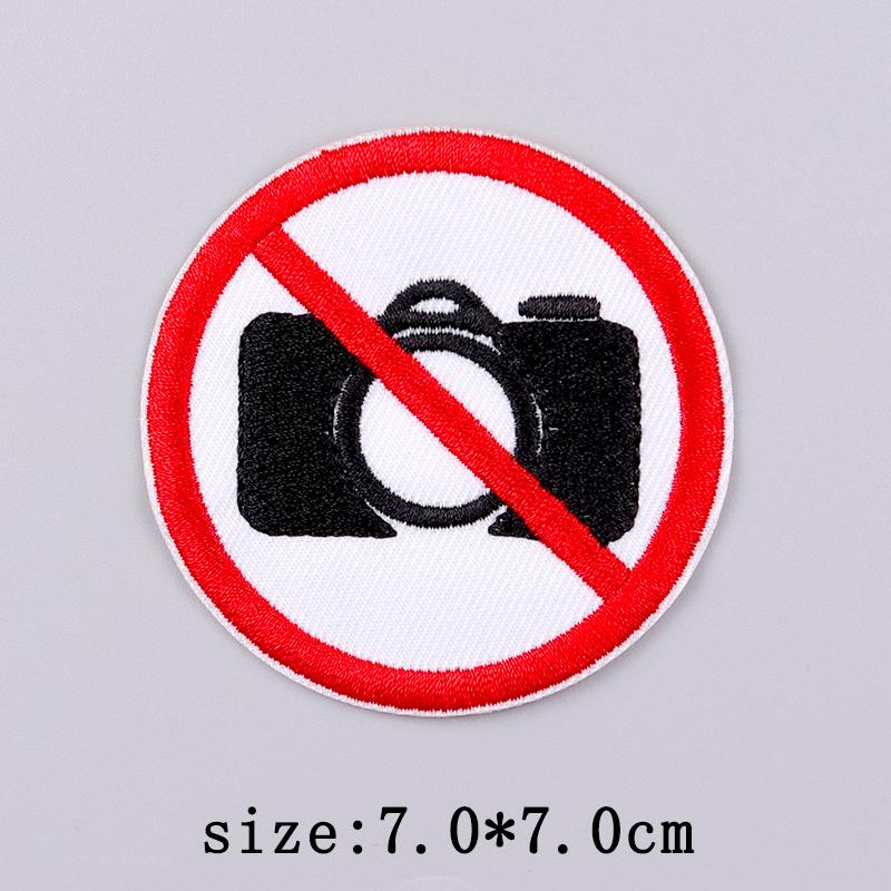 Warning Embroidery Patch Iron On Patches For Clothing Danger Prohibit Sign Embroidered Patches For Clothes Nuclear Marker Badges