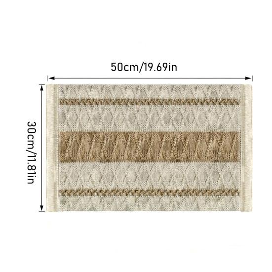Böhmische Fransen-Tischset Weiche Baumwolle Leinen Vintage-Tischset Jacquard Maschinenwaschbares Tischset für Zuhause Bauernhaus Esstisch