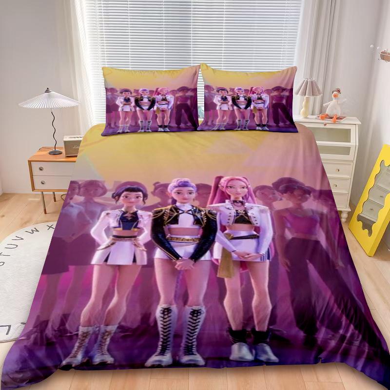 

Saja Boys 3pcs Duvet Cover Set K-pop D-Demon H-Hunters Bedding Set Comforter Cover Teens Kids Gifts Bedroom Decor US Queen228x228cm