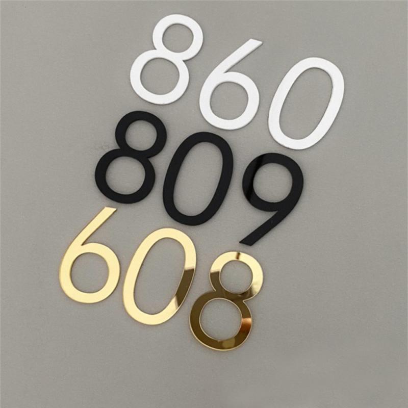3D Self-adhesive Waterproof Plating House Number 0 To 9 Modern Gold Digits House Number Door Plate Address Outdoor Door Number