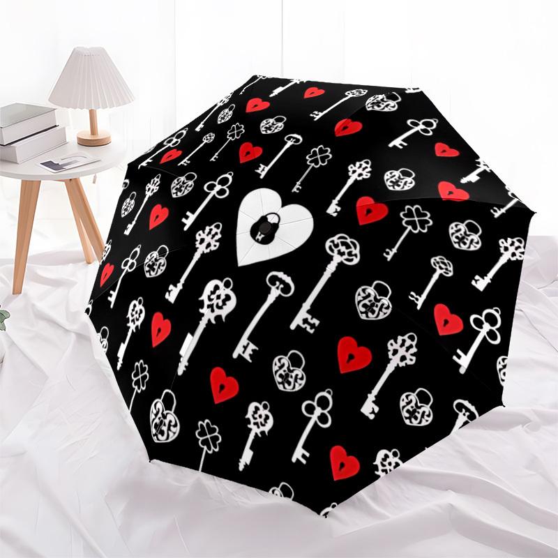 1pc Locks Keys Open/Close Folding Umbrella, All- Portable Umbrella for & Men, Stylish Accessory (Holiday Gift) 8-Rib Yy251213169