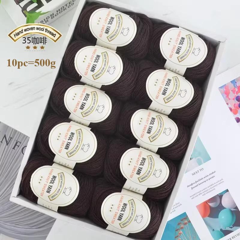 10pc=500g 3mm Medium Coarse Wool Thread Hand Crochet DIY Craft Sweater Hat Doll Bag Needle  Thread Soft Warm Skin Friendly