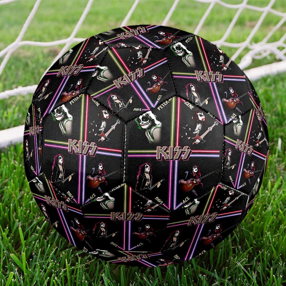 Rock and Roll Print Size 5 Soccer Ball, Standard Match Football for Sports Game and Team Practice, Ideal Gift for Soccer Fans