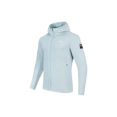 Training Series Solid Color Logo Zip-Up Hooded Long Sleeve Jacket Men Jackets Light-Blue 152337616-1