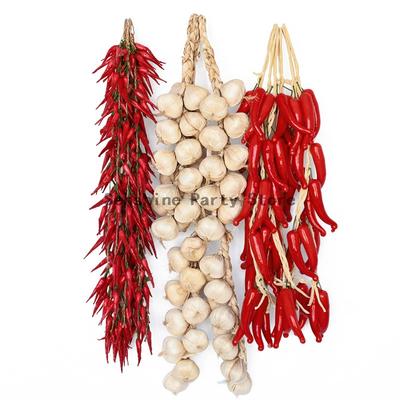 Artificial Fruit Vegetables Fake Chili Garlic Pumpkin For Home Kitchen Farm Party Wall Hanging Decoration Foam Pepper Strings