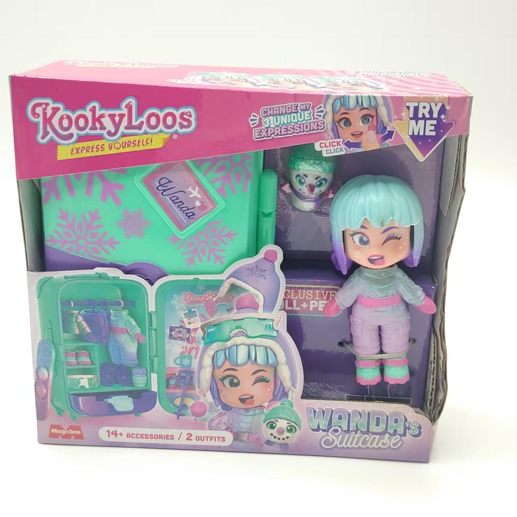 Kookyloos Suitcase Dolls Express Yourself Doll Collection Change Expressions Outfits Headband Plus Dog Pet Girls Surprise Birth Date Present