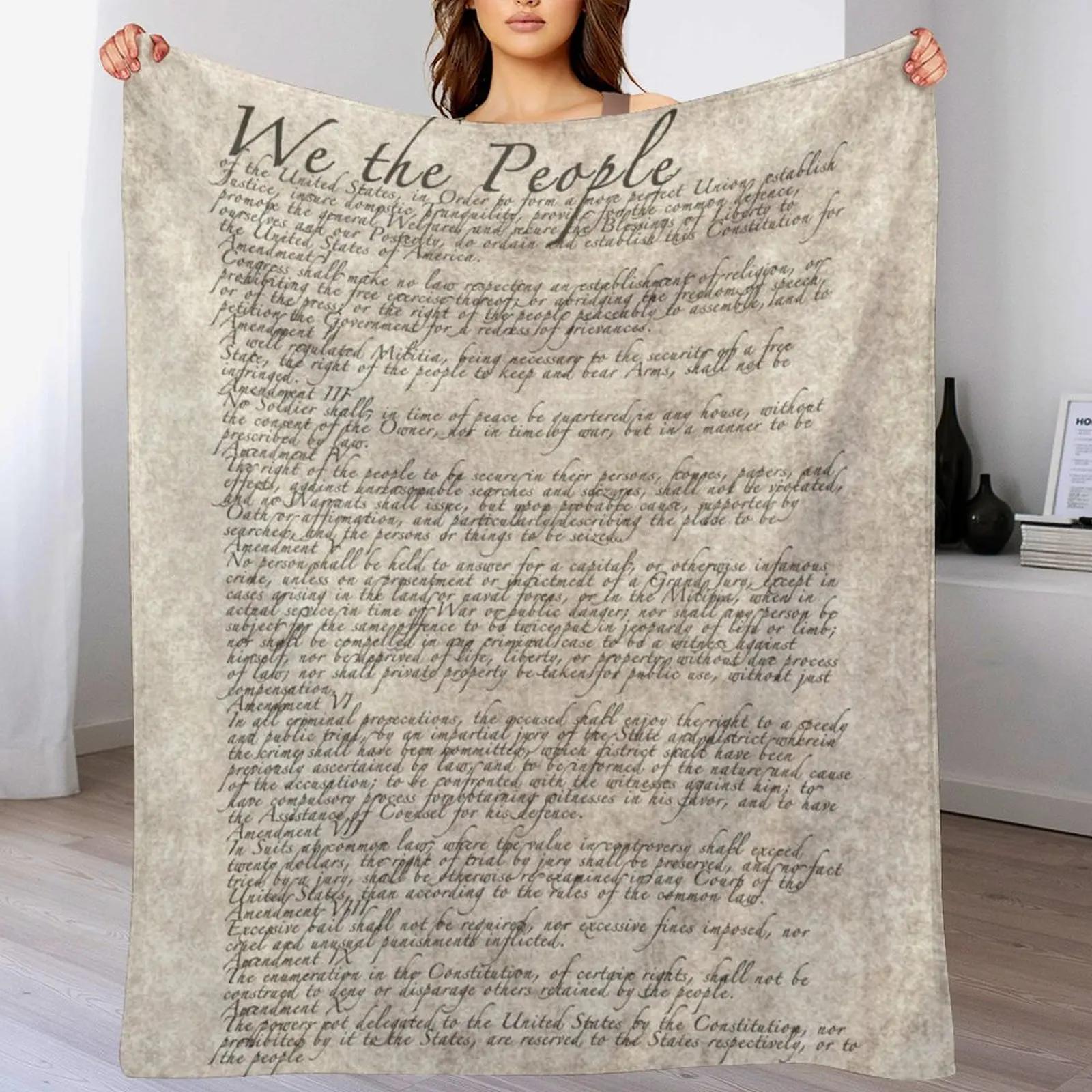 

US Constitution The Bill of Rights on parchment paper Throw Blanket Lightweight Cozy Blanket for Bed Sofa 102x76cm(40x30in)