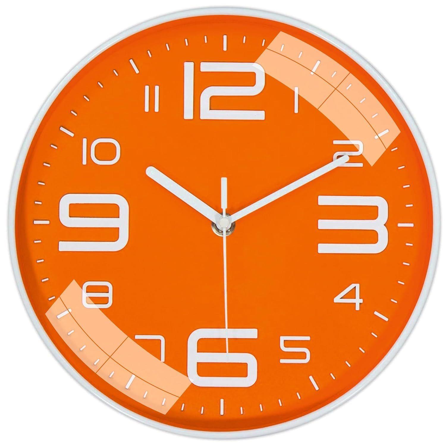 

Настенные часы 12 Бесшумные Кварцевые Декоративные Новейшие Настенные часы Бесшумные Классические часы Работающие от батарейки Круглые Легко читаемые для комнаты/дома оранжевый