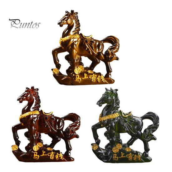 Horse Tea Pet Sculpture Resin Color-Changing Horse Ornament High Temperatures Money Symbol Base Home Decor for Tea Ceremony Wealth Display