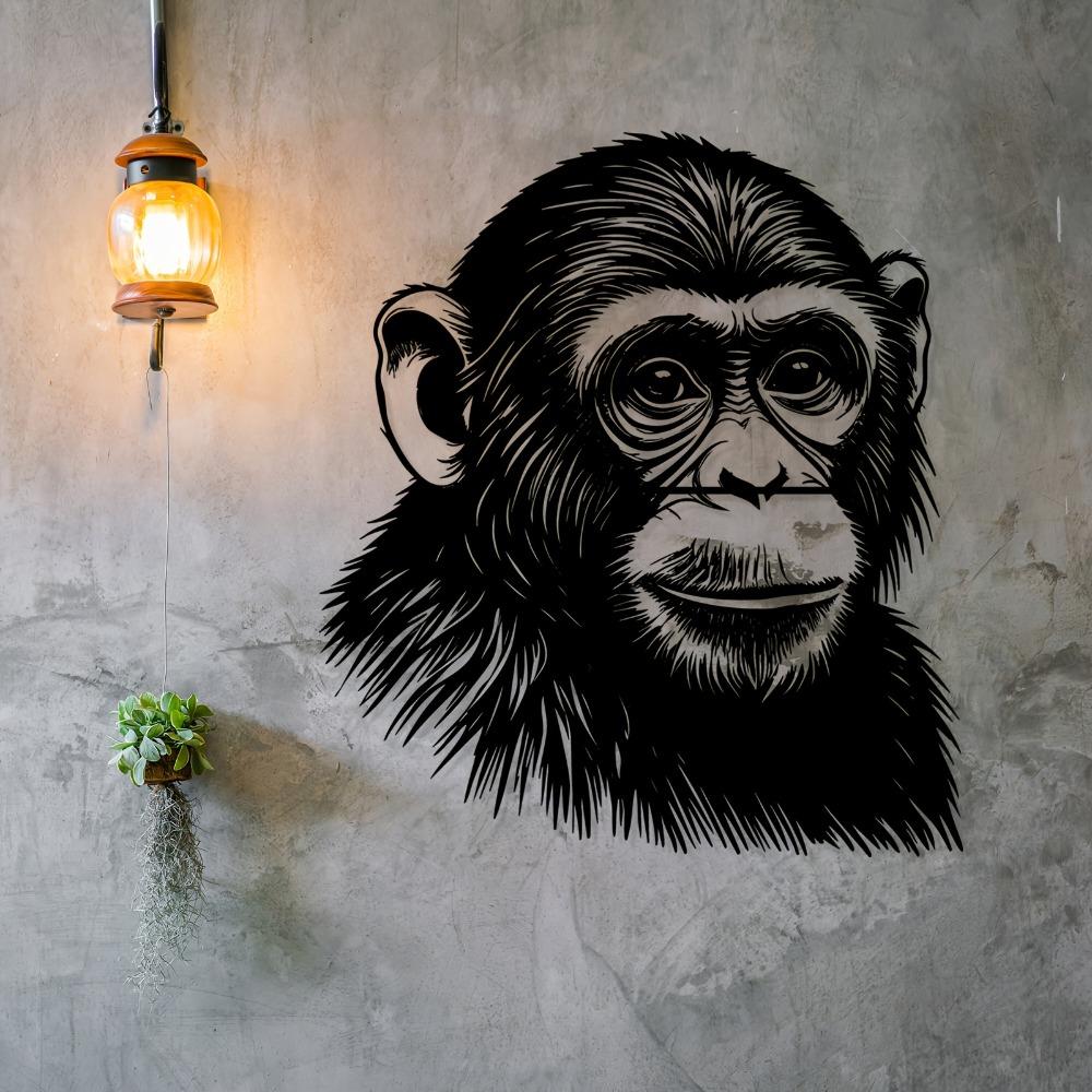 Chimpanzee Metal Wall Art Sculpture Weather Resistant Outdoor Decor Wildlife Gift for Garden Patio Fence Easter New Year