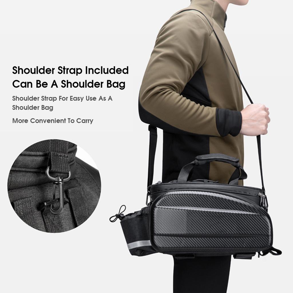 Bike Saddle Bags Rear Rack For Mountain Riding Travel Bike Trunk Saddle Seat Bag Carrier with Reflector Black 11L (Non