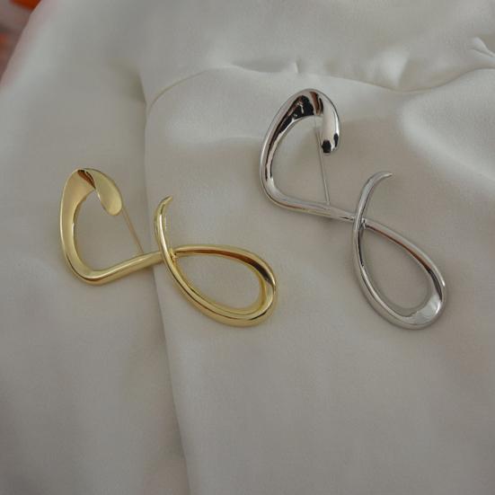 Yousheng Brooch High-end Metal Design 8-shaped INS Style Comfortable to Wear Large Brooch Coat Pin Accessories