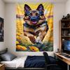 Hanging Tapestry for Wall Decor German Shepherd Running Through Yellow Poppy Field At Sunset Oil Painting for Adult Decor