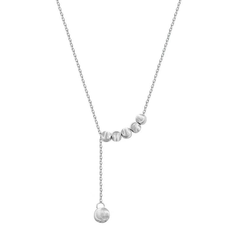French Cat'S Eye Beads And Beans Fringed Necklace Retractable Clavicle Chain Women'S Light Luxury High-End Exquisite