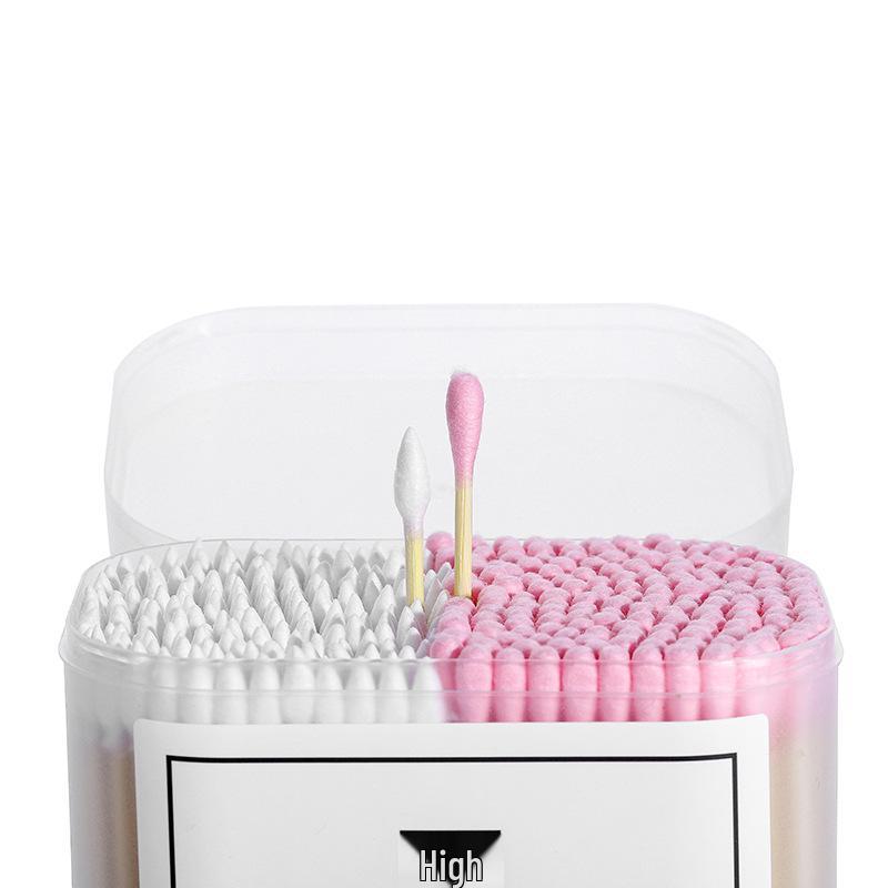 Two-Color Pointed Tip Cotton Swabs, 300-Count Box for Makeup Removal and Ear Cleaning, Ideal for Hotel and Household Use