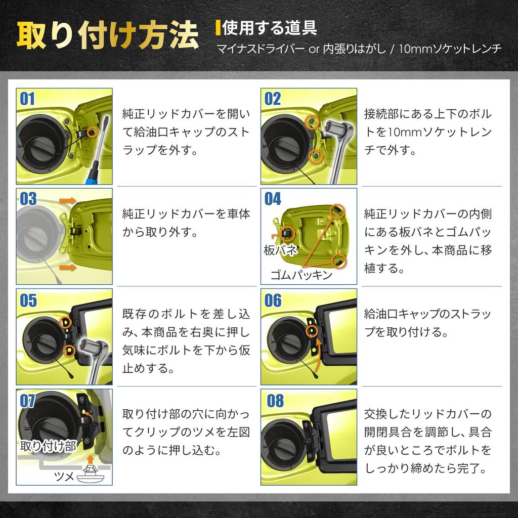 A Fuel Lid Custom Fuel Filler Clear Includes Microfiber Towel [Tempered Glass/Exudes High-Class Style!] Jimny-Specific Cover, Cap, Window,