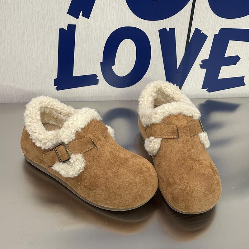 BK2 Plush Birkenstock Snow Boots 22 Autumn and Winter New Retro Platform Loafers Cotton Shoes