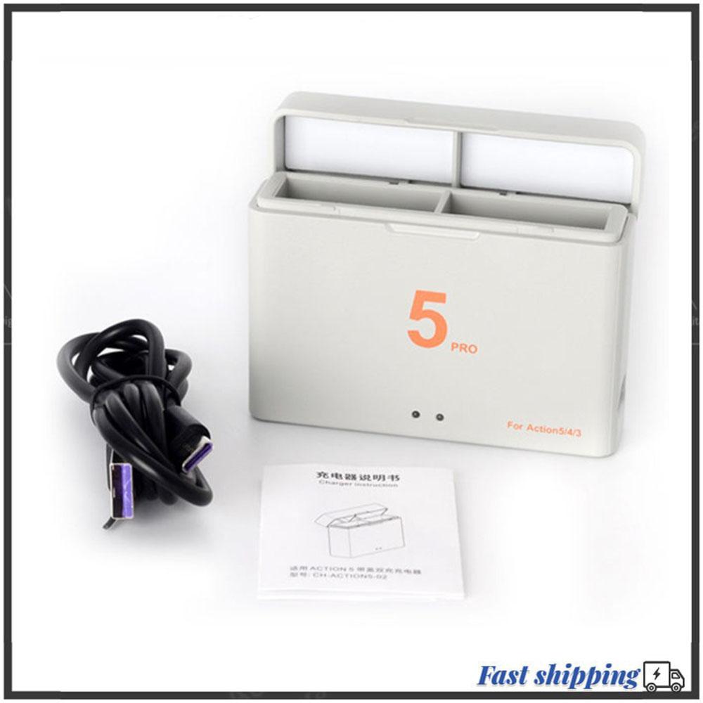 For Dji Action 5 Pro 2100mAh Rechargeable Li-ion Battery,Dual Slot Battery Charger Storage Box For Action 5 Pro Camera Accessory