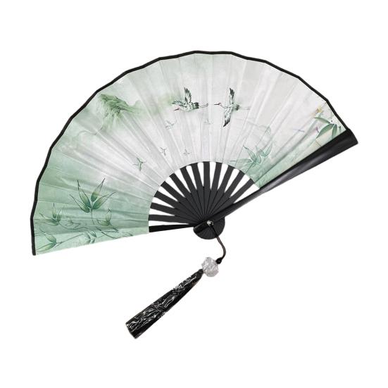 

Складной ручной веер в китайском винтажном стиле, пластиковый двухсторонний веер ханьфу, аксессуары для свадеб, танцевальных вечеринок F