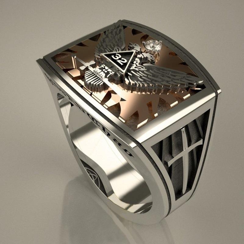 European and American Fashion Double-headed Eagle Ring Personality Trendy Mens New Accessories