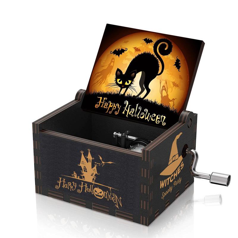 

Хэллоуин канун деревянная антикварная гравированная музыкальная шкатулка ручной работы музыкальная шкатулка гравировка кошмар музыкальная шкатулка для вечеринки на Хэллоуин