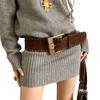 Y2k Rivet Waist Belt Pin Buckle Ultra-wide Waistband  Women Coat Skirt Decoration